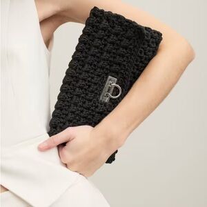 BRAND NEW with Tags LK Bennett Essie  Black Woven Chain Bag/ Clutch